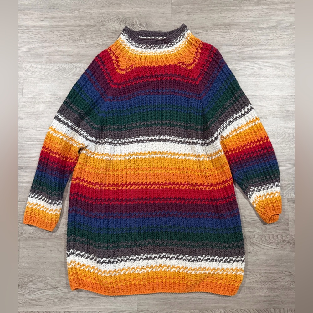 No 4 EXP Jeans Express Vintage Multicolor Striped Women's Sweater Knit Oversize